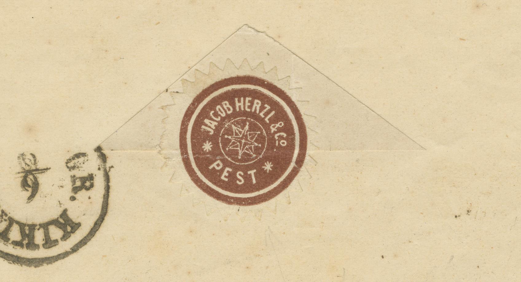 Envelope with the Business Seal of Jacob Herzl, Father of Theodor Herzl ...