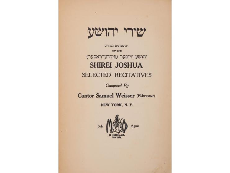 אחד-עשר ספרים וחוברות עם תווים לחזנות. ניו-יורק, ירושלים ומקומות נוספים, ראשית-אמצע המאה ה-20. בין הפריטים: • Rinath Joshua, 