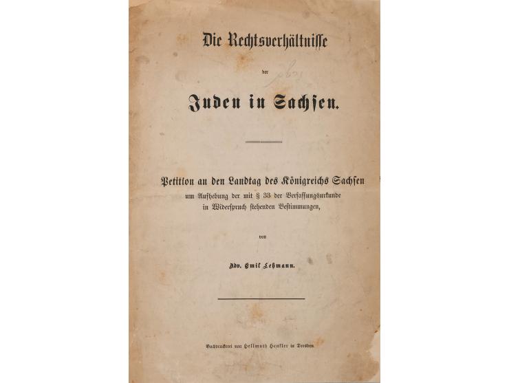 Die Rechtsverhältnisse der Juden in Sachsen, Petition an den Landtag des Königreichs Sachsen um Aufhebung der mit § 33 der Ve