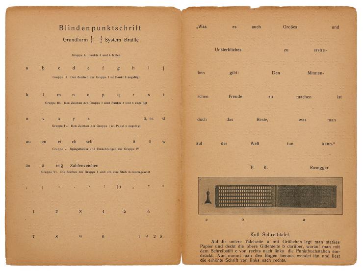 Judischer Blindenkalender 1935/36. הוצאת Selbsthilfegruppe der judischen Blinden in Deutschland ]קבוצת תמיכה ליהודים עיוורים 