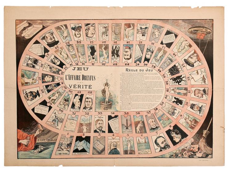 L'Affaire Dreyfus et de la Verite [פרשת דרייפוס והאמת]. לוח משחק בדפוס פוטו-מכאני, Sceaux - imp. E. Charane, צרפת, [1890-1898