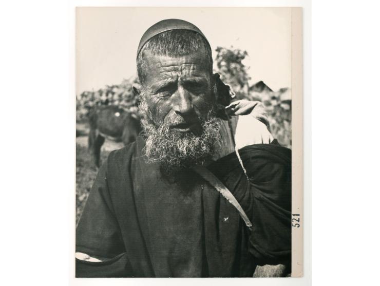 Two large format photographs – en-face and profile – of a Jew in Morocco, by Ludwig Jindra, [Morocco, 1930s]. Each photograph