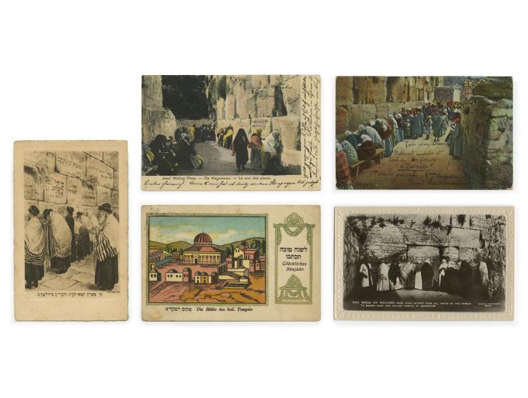 41 postcards featuring drawings and photos of the Western Wall and of the Temple Mount. Published by Levanon, the Eliyahu Bro