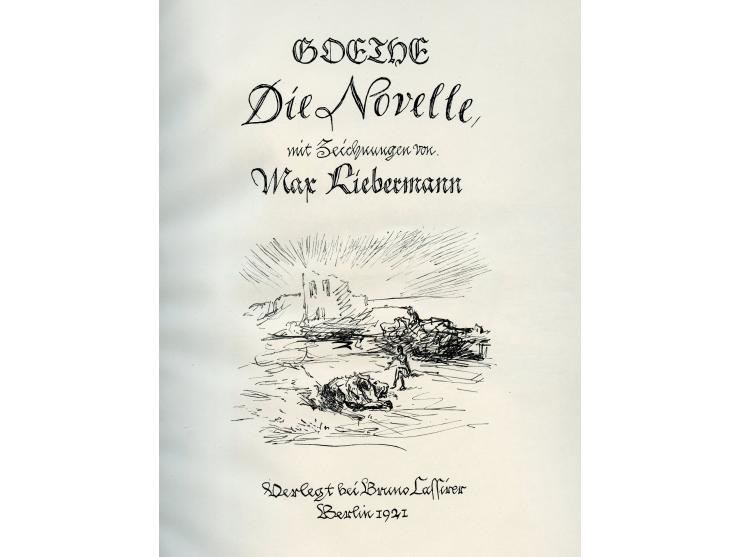 Goethe, Die Novelle. הוצאת Bruno Cassirer, ברלין, 1921.
איורים מאת מקס ליברמן. עותק ממוספר 106/600. חתום בידי ליברמן בקולופון
