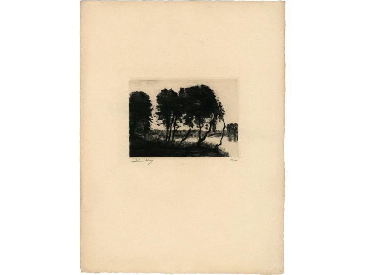 Trees along the Lakeshore / Etching / 11X14.5 cm / Signed and numbered, 91/100