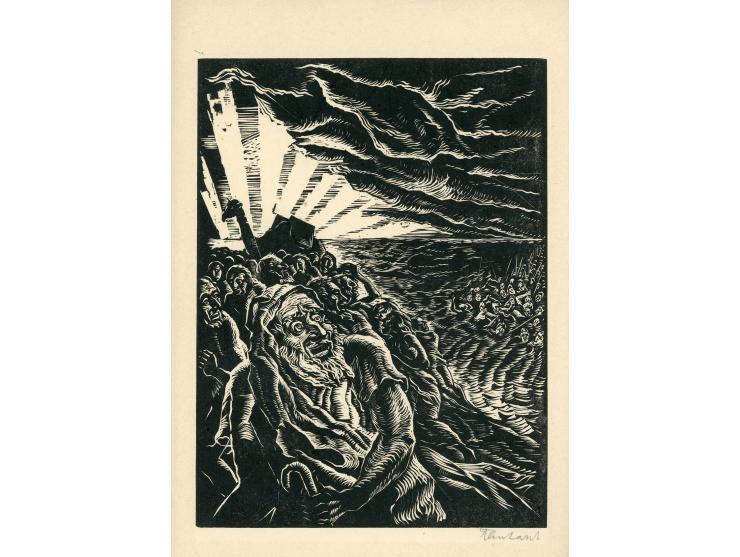שלושה חיתוכי עץ מאת יעקב שטיינהרט (1968-1887).
 1. משה בחציית ים סוף. חתום בעפרון. 18X24 ס"מ.
 2. חוה והנחש. חתום בראשי 