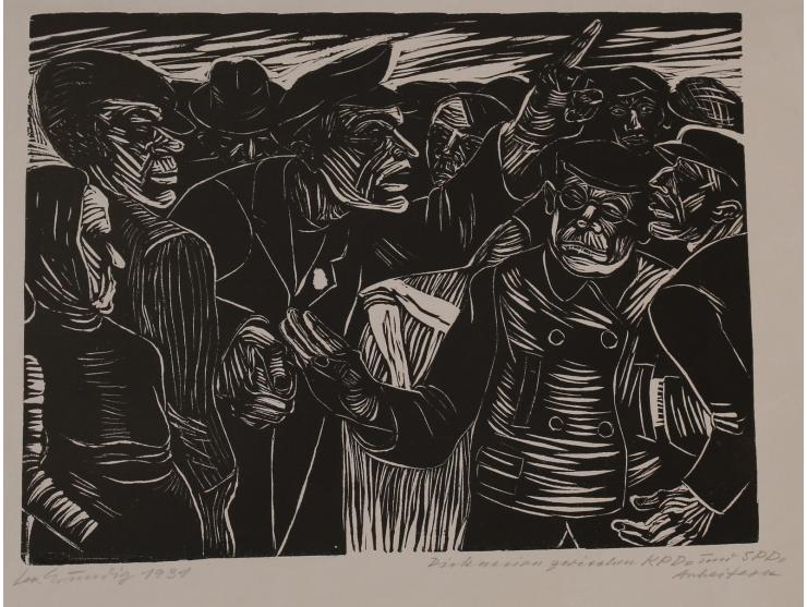 1. On the road after work / 1936 / engraving / 25X33 cm / signed and numbered
 2. Figures / 1931 / woodcut / 27X36 cm / signe