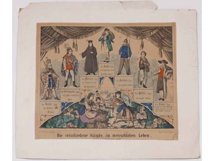 Die verschiedene stande im menchlichen Leben [published] by FC Wentzel, Alsace, 1869. German. This engraving is most probably