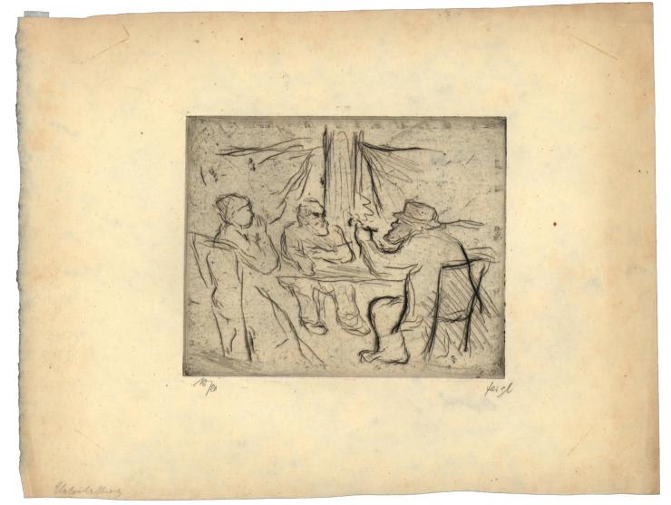 Figures / four engravings / average size 11X15 cm / signed in pencil, two are numbered and two are marked "probedruck"