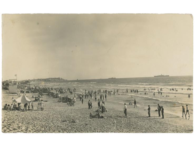 Two early photographs, the beach, construction of a street. Tel-Aviv. 1920s.
 10X16.5 cm-11X15.5 cm. Good condition.