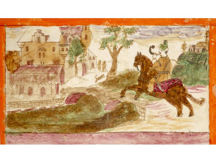 
 Handwritten and hand-illuminated Esther Scroll. [Northern Italy, first half of the 17th century].


 Ink and color paint on