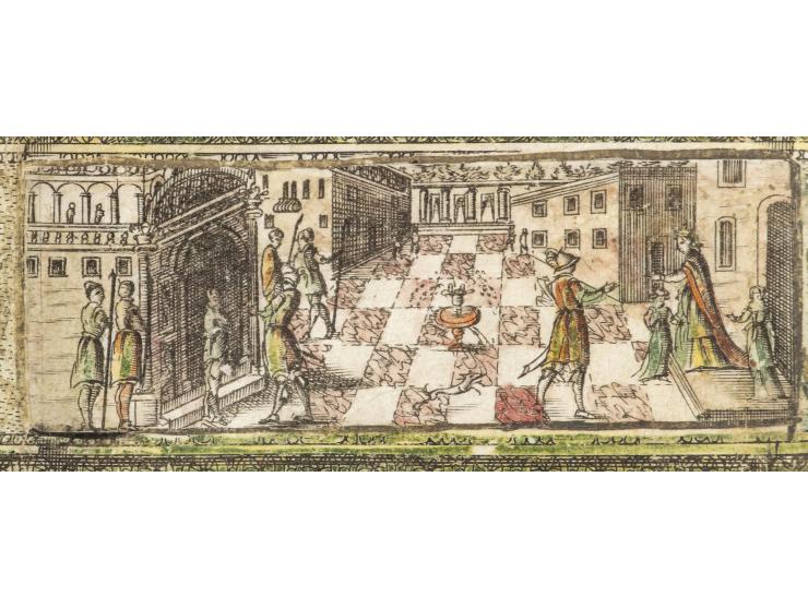 
 Esther Scroll with engraved decoration. [Italy, probably Venice, mid-18th century – ca. 1750].


 Engraving, ink and color 