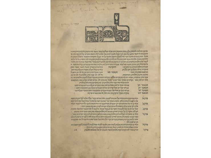
 Sefer HaIkarim, principles of Jewish faith, by R. Yosef Albo. Soncino: [Yisrael Natan Soncino and sons], 1485. First editio