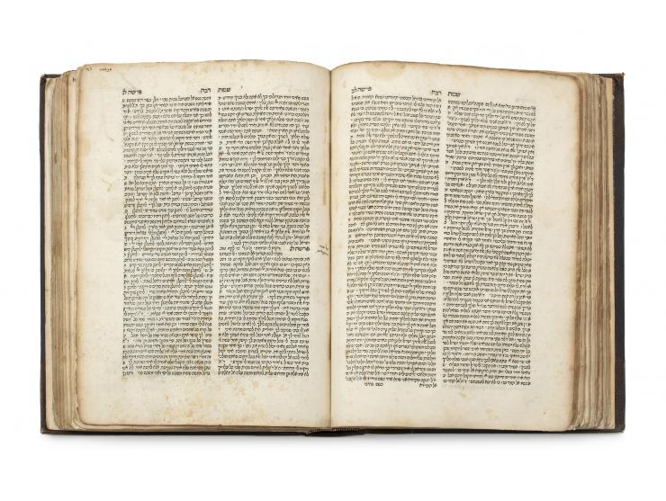 
 Midrash Rabbah, on the Five Books of the Torah. Constantinople: [Shmuel ibn Nachmias], 1512. First edition. All five parts,