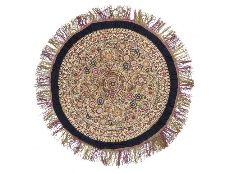 
 Embroidered tablecloth for Sabbath and festivals. [Saqqez or its environs, Iranian Kurdistan, last quarter of the 19th cent