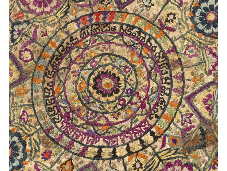 
 Embroidered tablecloth for Sabbath and festivals. [Saqqez or its environs, Iranian Kurdistan, last quarter of the 19th cent