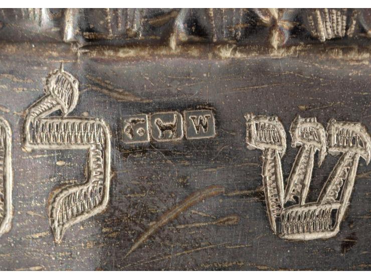 
 Torah scroll case. Egypt (probably Alexandria), 1921-1922.


 Wood; silver sheet, repouss&eacute;, cut, embossed and engrav