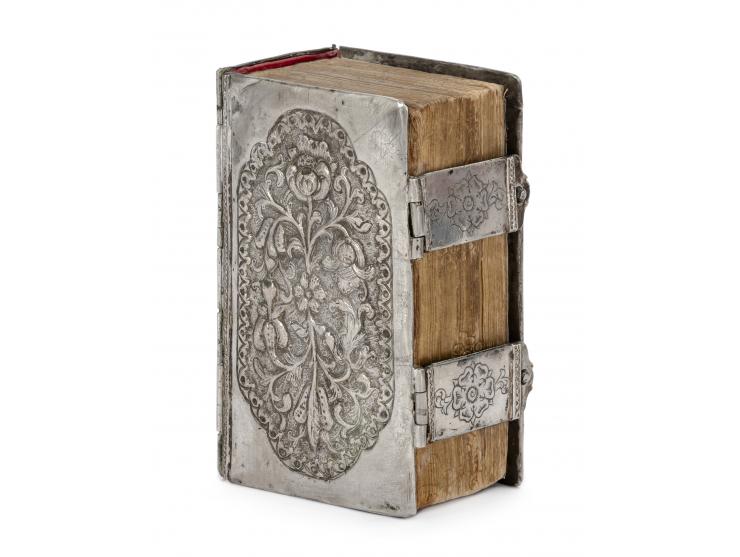 
 Chumash in elaborate silver binding. [Probably Germany], dedicatory inscription to groom dated 1779.


 Silver, repouss&eac