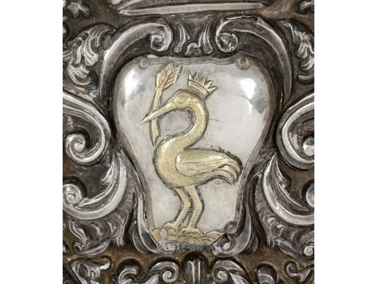 
 Silver box stylized as a book. Venice, second half of 18th century.


 Silver, repouss&eacute; (with Venice standard mark –