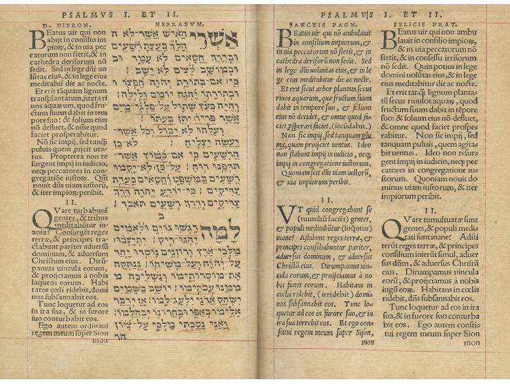 
 Psalterium Sextuplex, Hebraeum, cum tribus latinis videlicet, Divi Hieronymi, R. P. Sanctis Pagnini &amp; Felicis Pratensis