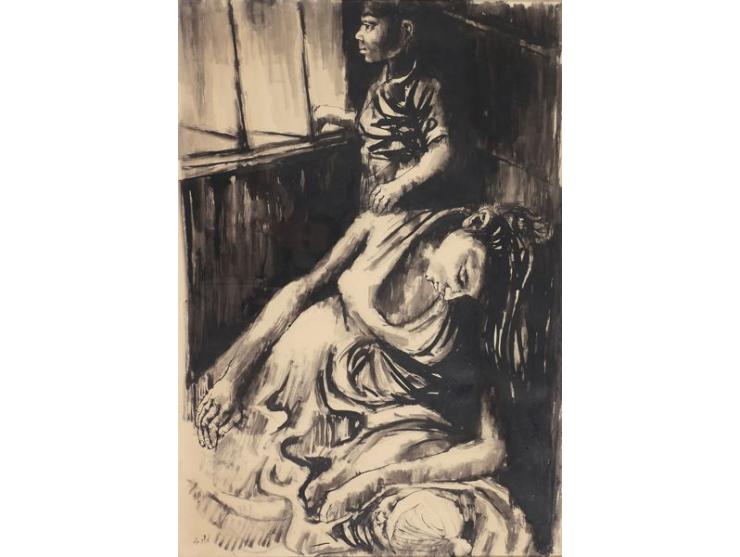 Figures in a Room / Ink on paper / 100X70 cm / Signed