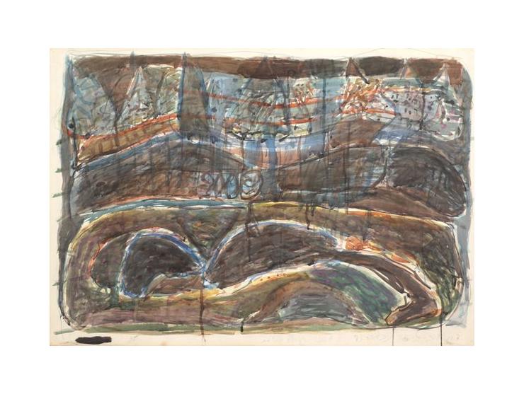 Composition / 1983 / Watercolor on paper / 70X100 cm / Signed and dated
