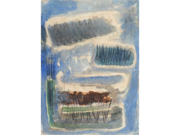Landscape / 1965 / Watercolor on paper / 69X50 cm / Signed and dated