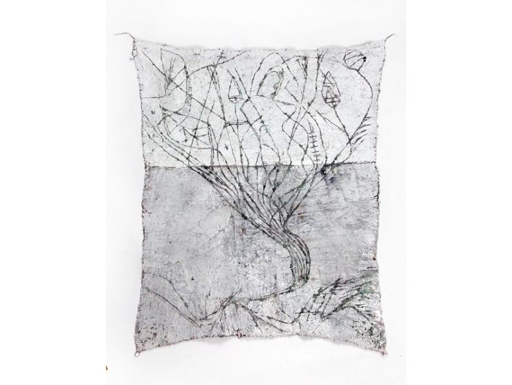 Untitled / Mixed media on a floor cloth / 62X50 cm / Signed