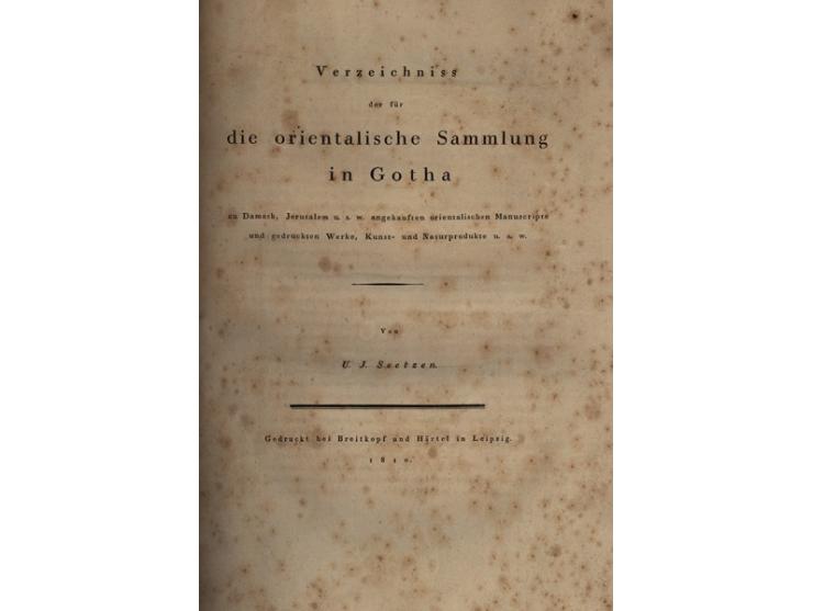 Verzeichniss der f&uuml;r die orientalische Sammlung in Gotha zu Damask, Jerusalem u.s.w. angekauften orientalischen Manuscri