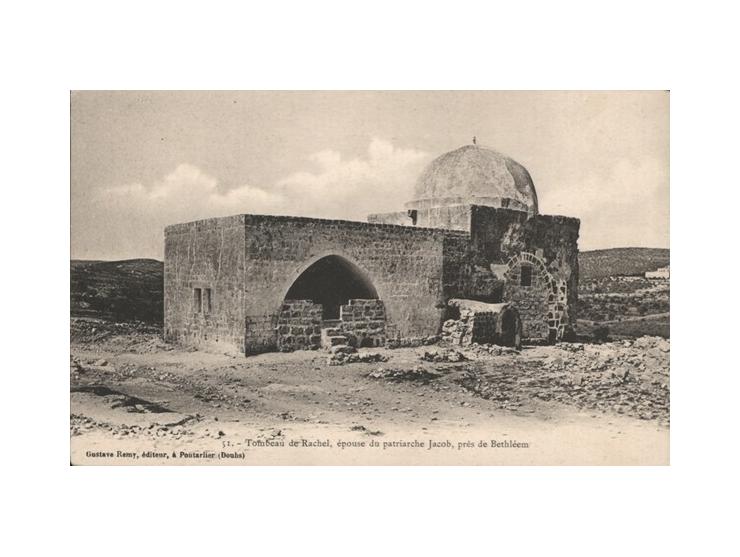 עשרים ושש גלויות עם תצלומים ואיורים של קבר רחל, הנמצא על הדרך בין ירושלים לבית-לחם. מו"לים שונים וזמני הדפסה שונים, רובן משנו