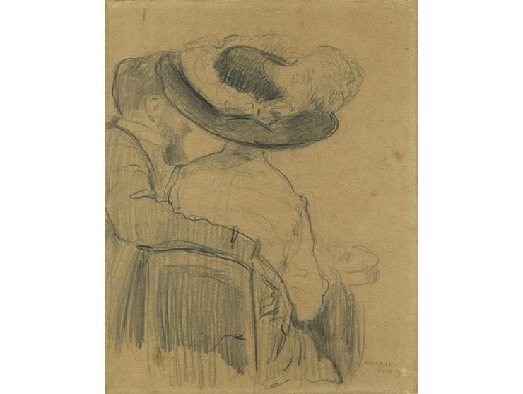 Figures / Three drawings in pencil (two on paper, one on cardboard) / 19X24 cm - 20X30 cm / Signed