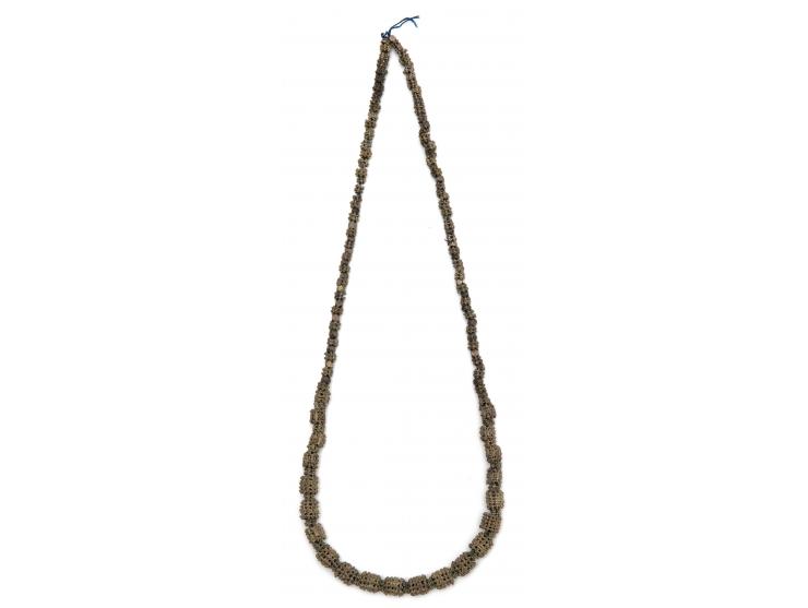 Bracelet and two necklaces. [Yemen, early 20th century].
 1. Silver bracelet. Diameter: 7 cm.
 2. Necklace. Cast silver and g