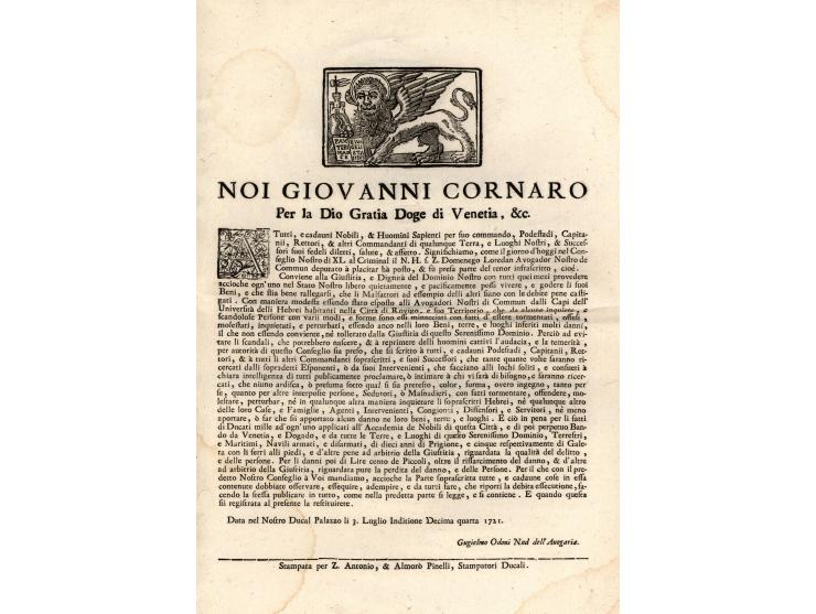 שתי פקודות של   Domenico Balbi ו  Giovanni Cornaro בשם דוכסי וונציה ובהן הוראות מדויקות הנוגעות לזכויות יהודי רוביגו (Rovigo)