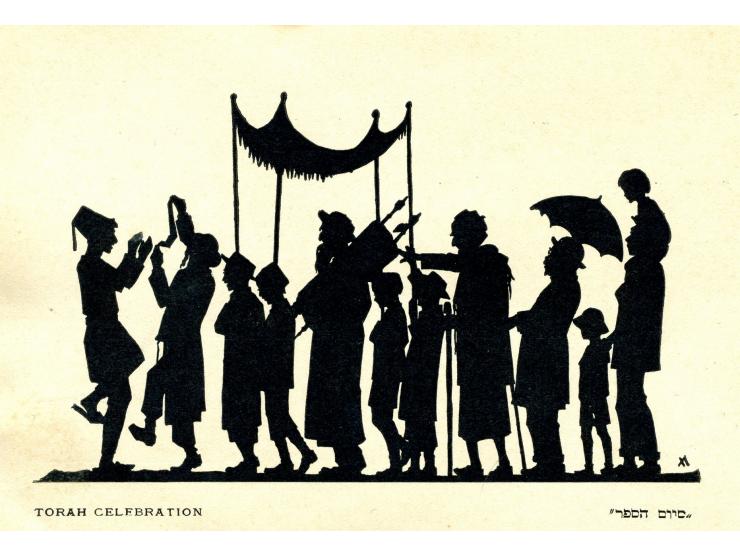 Five ‘Chad Gadya’ postcards; seven postcards with Ludwig Bloom illustrations; 10 with silhouettes by Meir Gur-Aryeh (part of 
