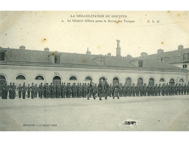 Six postcards related to the Dreyfus trial and/or depicting figures related to the affair. Different printers (Germany, Franc